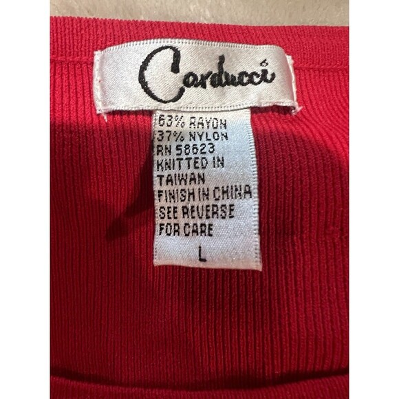 Carducci Rib Knit Red Rhinestone Long Sleeve Sweater Large - Picture 5 of 6